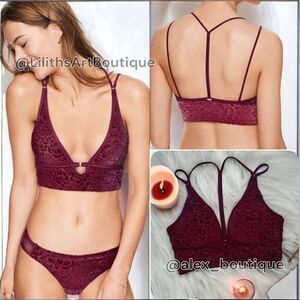 PINK Victoria's Secret Velvet Floral Bralette(P008)-Size M for Women